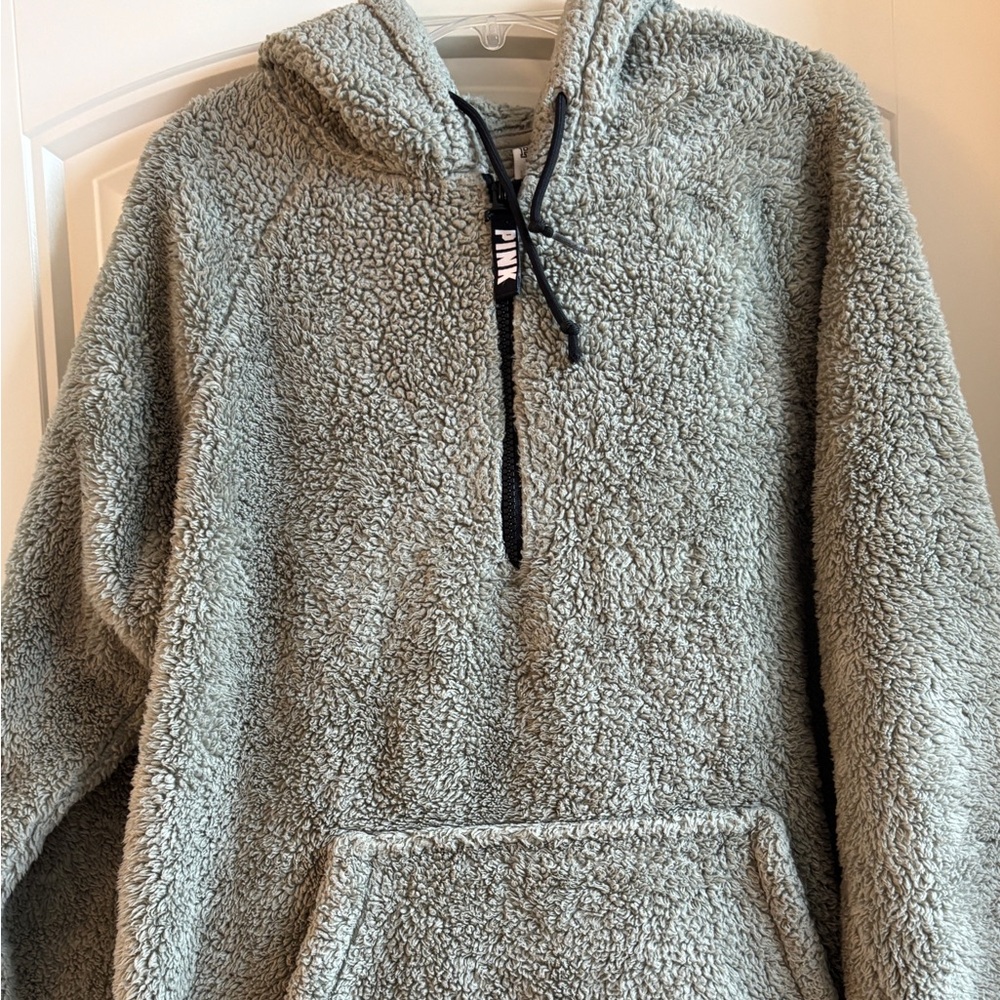 PINK Victoria's Secret Sherpa Sage Pullover, sz XS